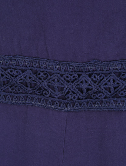 Combishort cintré fluide à détail dentelle - Marine - 3