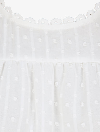 Top fluide à détail dentelle - Blanc - 3