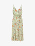 Robe longue cintrée imprimé fleurs - Vert clair - 1