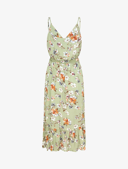 Robe longue cintrée imprimé fleurs - Vert clair - 2