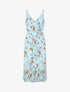 Robe longue cintrée imprimé fleurs - Turquoise - 1