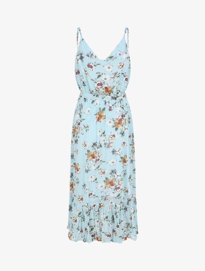 Robe longue cintrée imprimé fleurs - Turquoise - 2