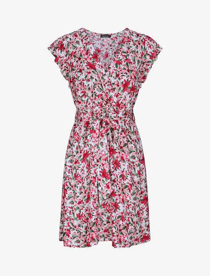 Robe cache-coeur à imprimé fleurs diverses - Blanc - 1