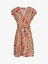 Robe cache-coeur à imprimé fleurs diverses - Jaune - 1