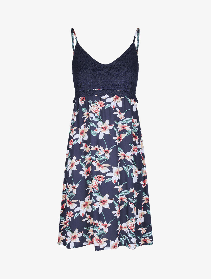 Robe à buste en crochet - Marine - 1