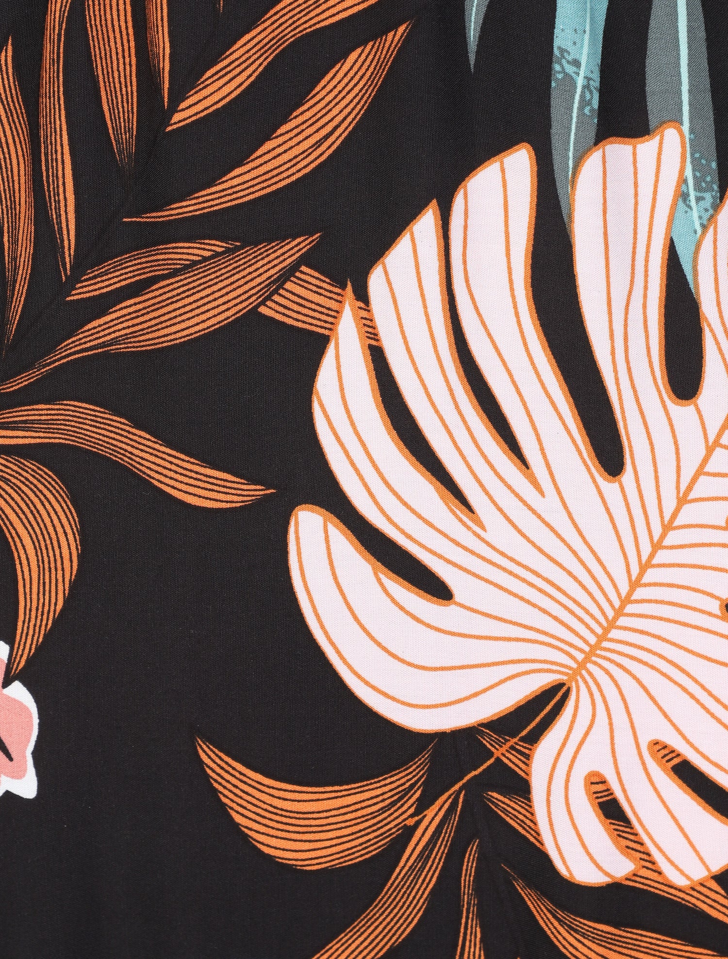 Robe longue empire imprimé plantes tropicales à bretelles - Noir - 3