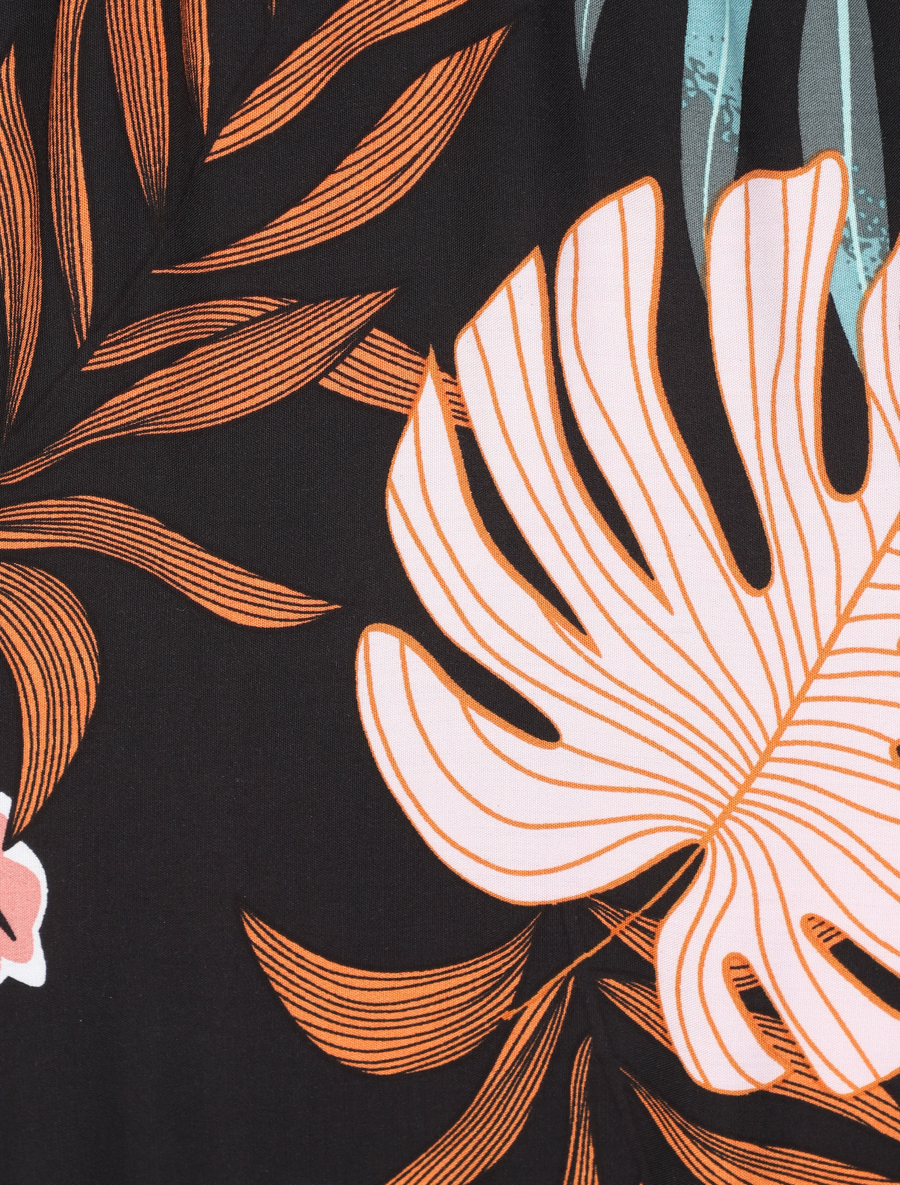 Robe longue empire imprimé plantes tropicales à bretelles - Noir - 3