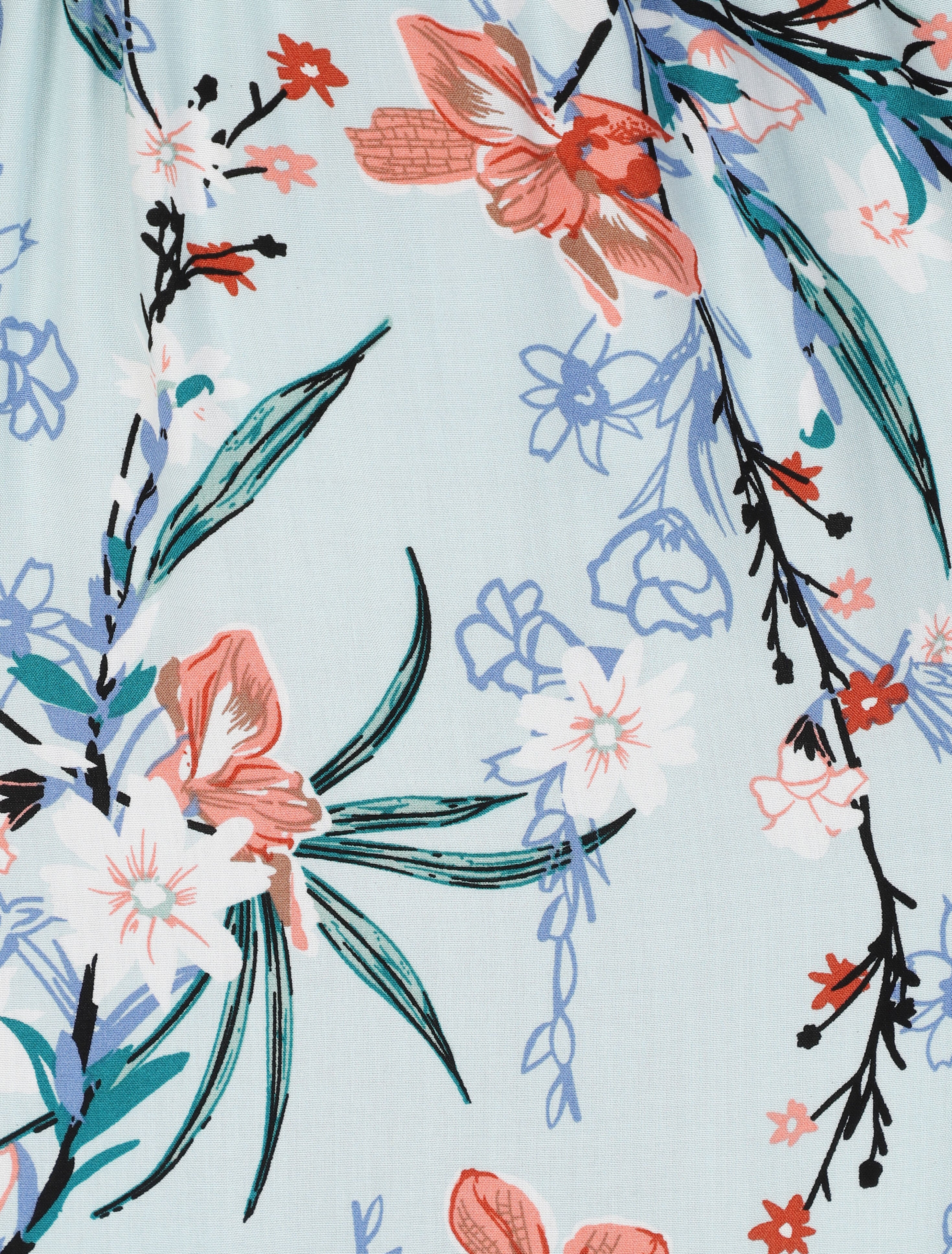 Robe longue empire à col cache-coeur imprimé bouquet fleuri - Bleu clair - 4
