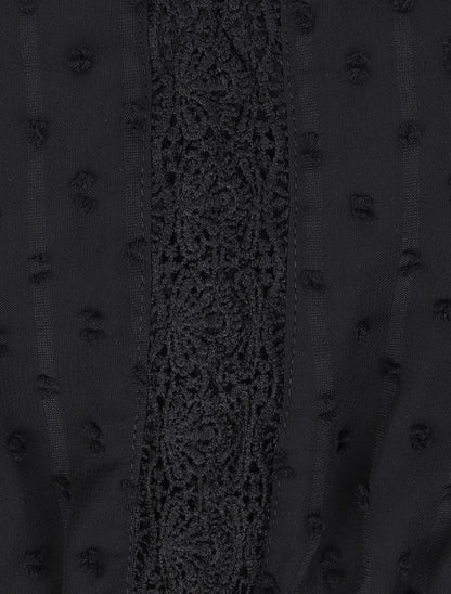 Robe longue empire unie en plumetis - Noir - 3