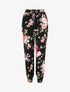 Pantalon fluide imprimé fleuri à bords élastiqués - Noir - 1
