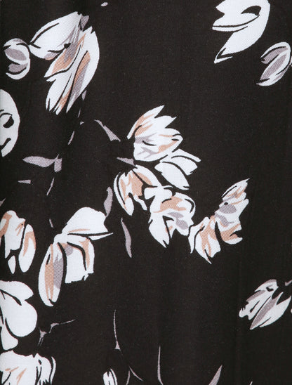 Pantalon harem imprimé tulipes - Noir - 4