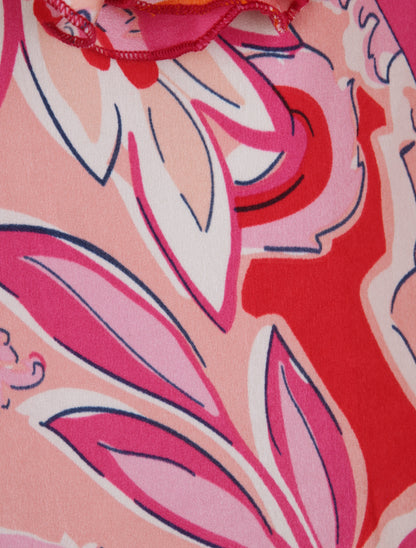 Débardeur carré à motifs tropicaux à col volanté - Fushia - 4