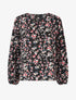 Top ample fleuri à col V - Noir - 5