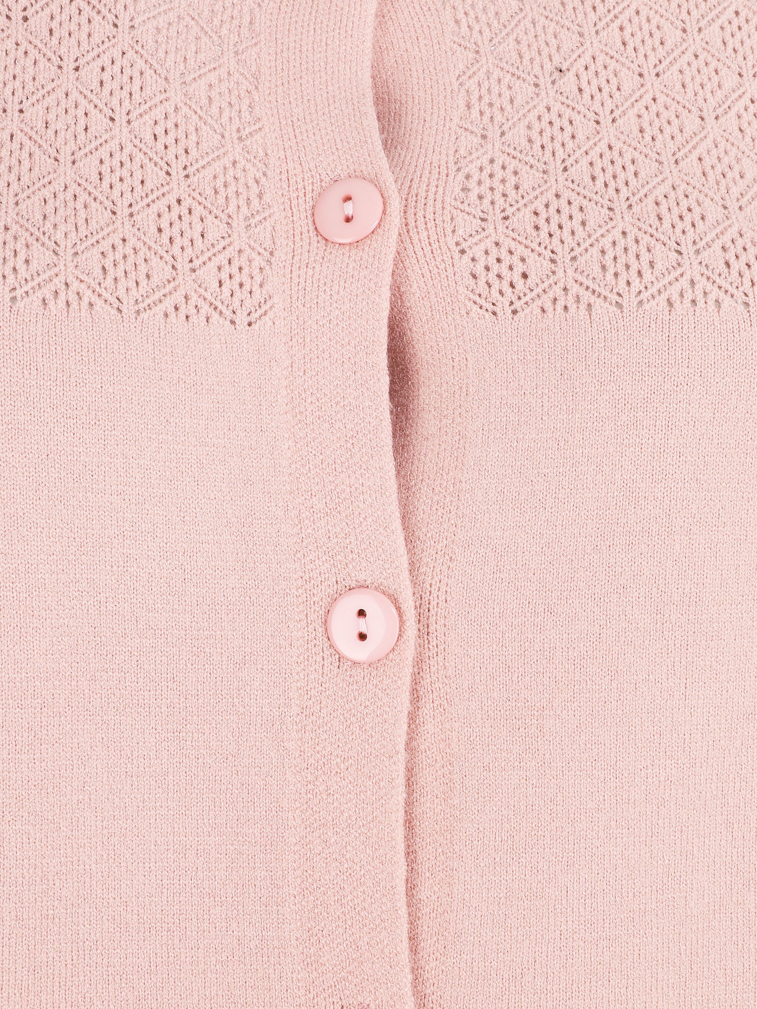 Gilet uni à manches longues - Rose poudré - 3