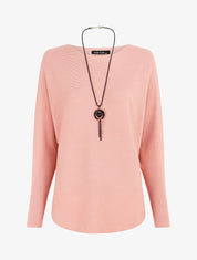Pull uni col bateau - Rose - 1