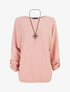 Pull ample à poignets boutonnés - Rose - 1