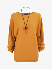 Pull ample à poignets boutonnés - Safran - 1