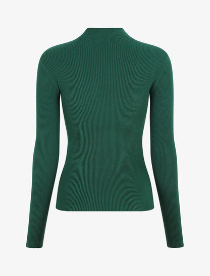Pull col montant et décolleté ajouré - Vert - 2