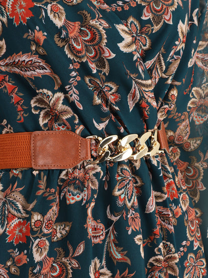 Robe courte évasée imprimé cachemire - Bleu canard - 3