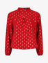Blouse col montant à imprimé losanges dorés - Rouge - 1