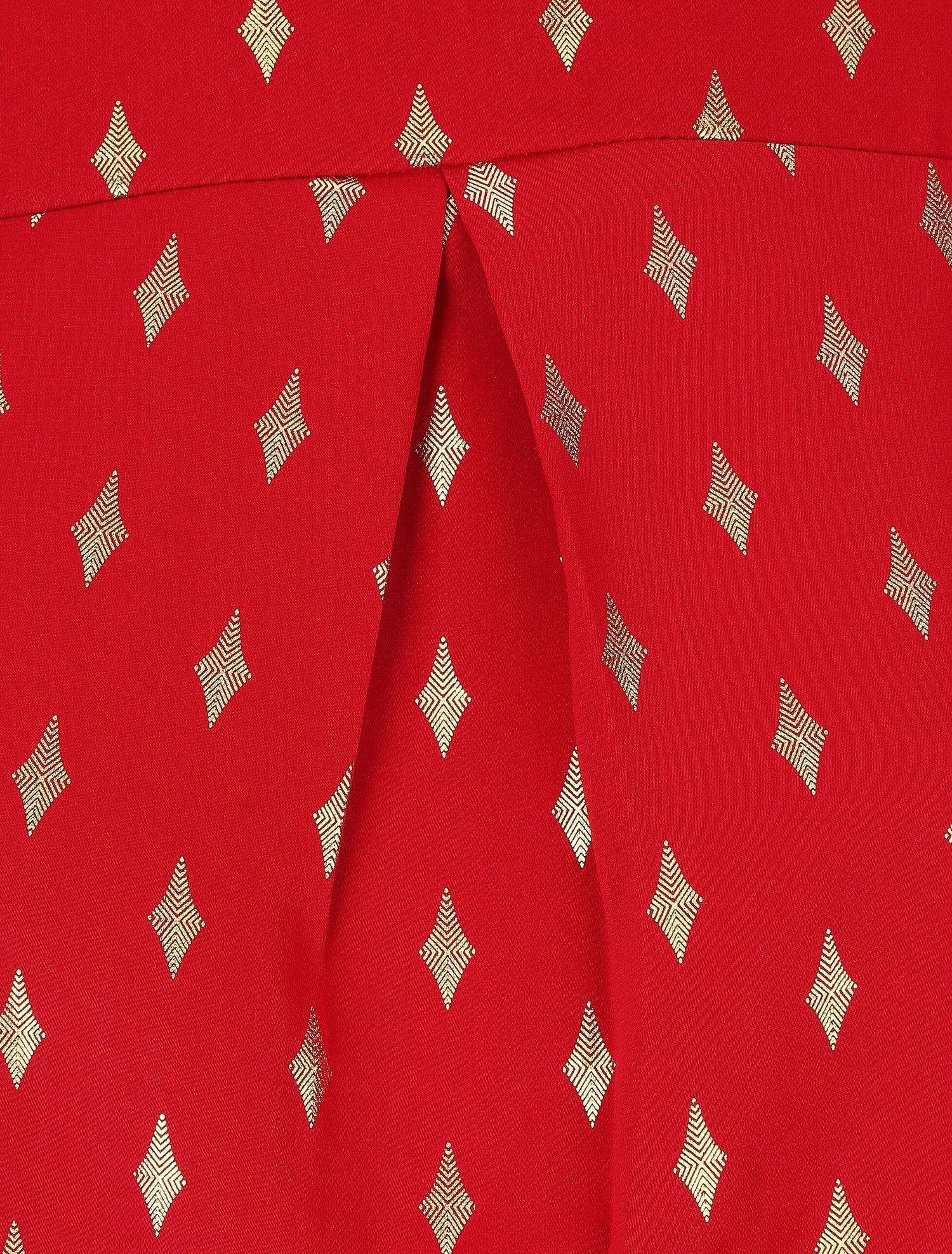Blouse col montant à imprimé losanges dorés - Rouge - 3