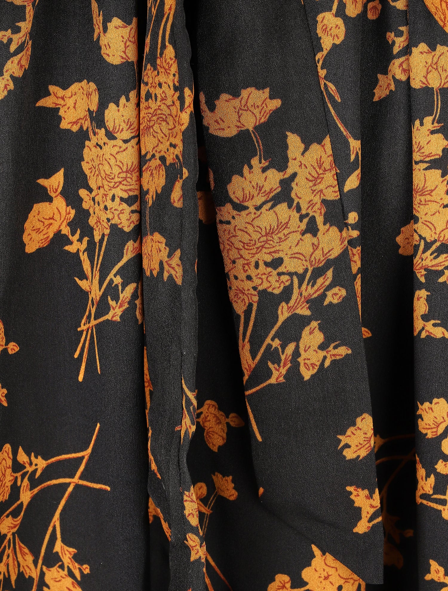 Robe mi-longue fleuri à volants - Noir - 3