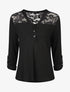 Top uni manches longues et dentelle - Noir - 4