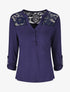 Top uni manches longues et dentelle - Marine - 1