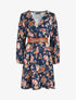 Robe satinée à imprimée floral - Marine - 1