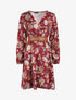 Robe satinée à imprimée floral - Bordeaux - 1
