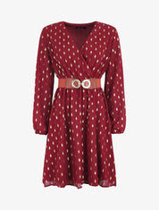 Robe courte imprimé graphique irisé - Bordeaux - 4