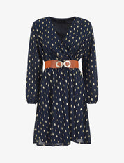 Robe courte imprimé graphique irisé - Marine - 1