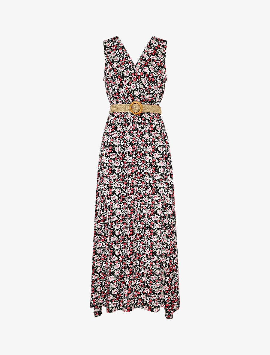 Robe longue à imprimé petites fleurs - Noir - 5