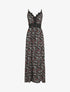 Robe longue à col dentelle et imprimé fleuri - Noir - 5