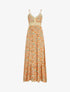 Robe longue à col dentelle et imprimé multi-fleurs - Beige - 1