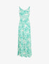 Robe longue imprimé fleurs et dentelle - Vert - 5