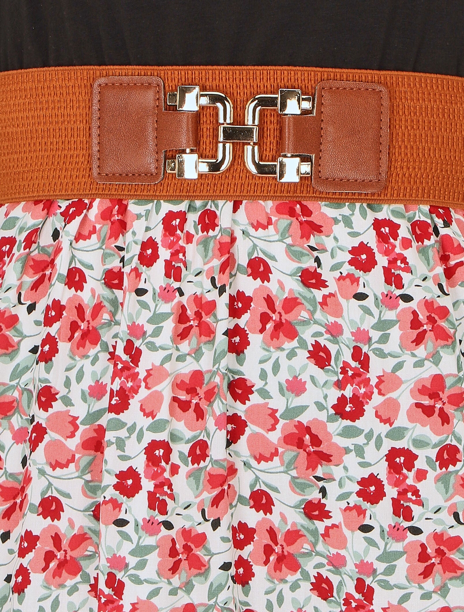 Robe bicolore à imprimé petites fleurs - Blanc - 3