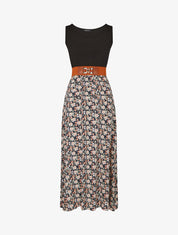Robe bicolore à imprimé petites fleurs - Marine - 5