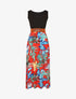 Robe bicolore à imprimé tropical - Rouge - 1