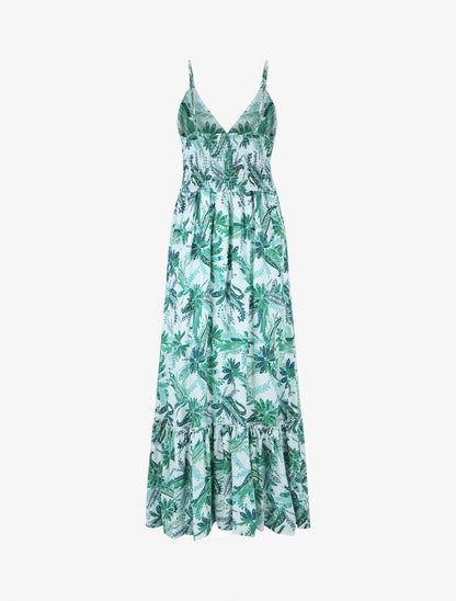 Robe imprimé foulard à base volantée - Vert - 2