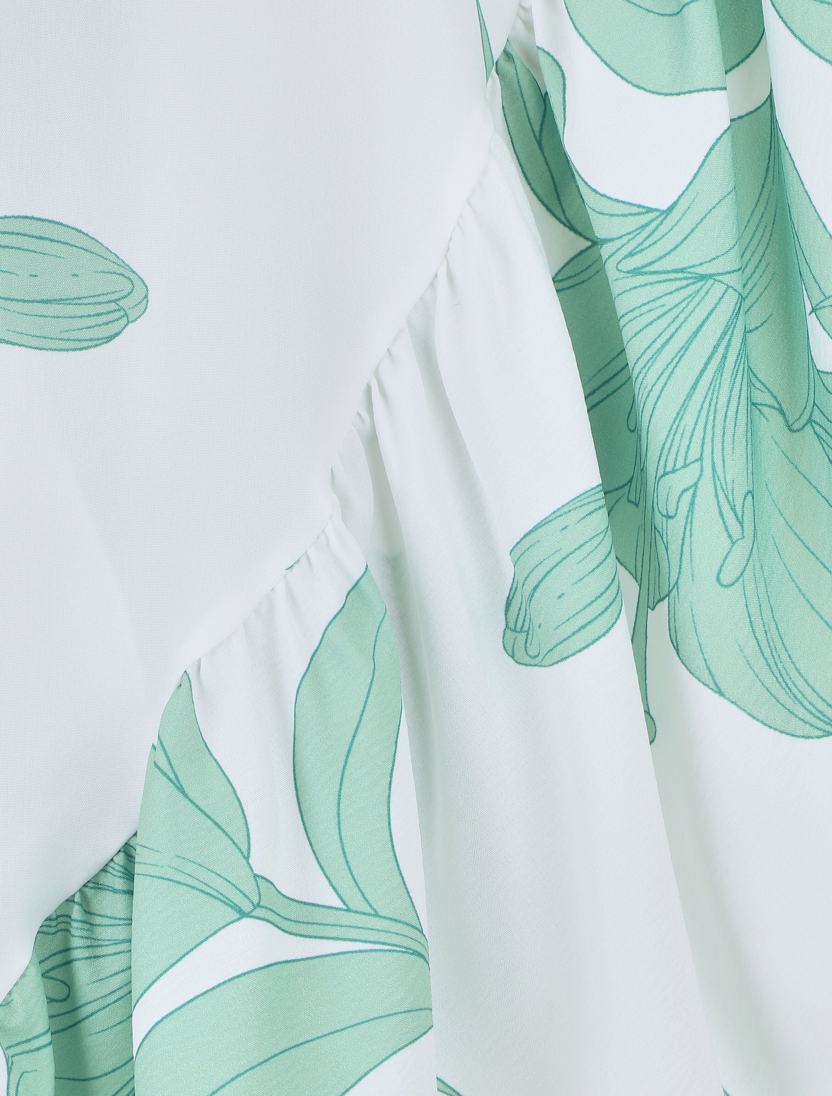 Robe longue asymétrique à imprimé grandes fleurs - Blanc - 3