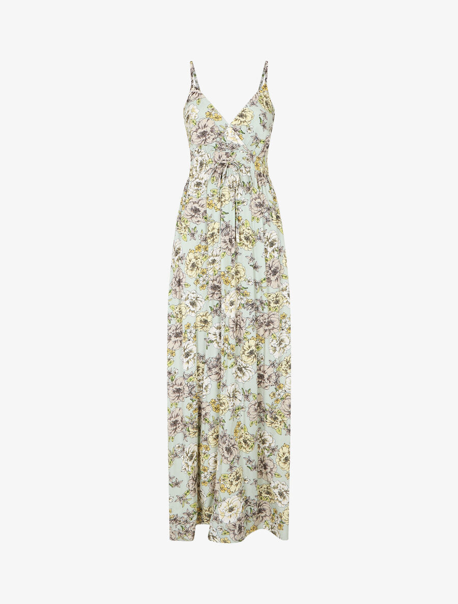 Robe longue imprimé multi-fleurs - Vert d&