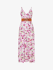 Robe longue imprimé fleurs printannières - Blanc - 1