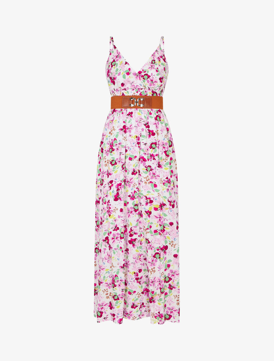Robe longue imprimé fleurs printannières - Blanc - 1