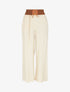 Pantalon uni taille haute style corset - Beige - 5