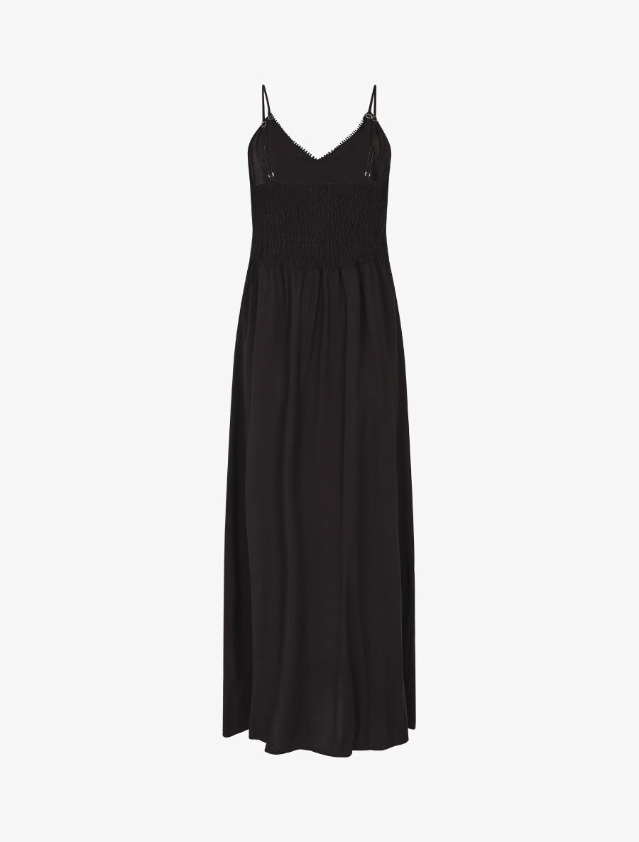 Robe longue droite unie - Noir - 2