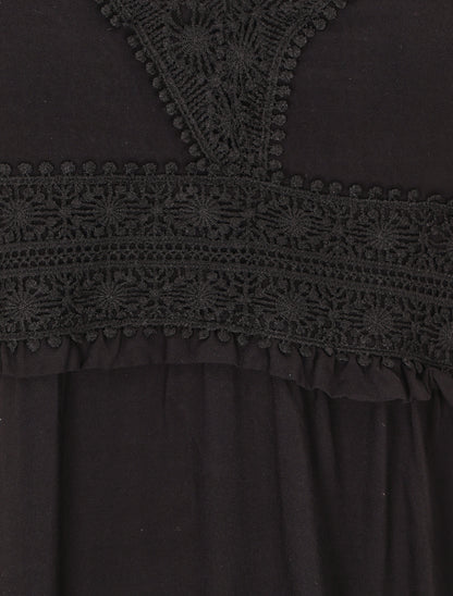 Robe longue droite unie - Noir - 3
