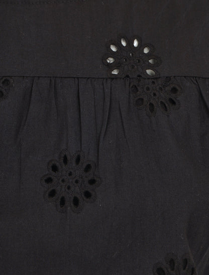 Blouse unie sans manches à motif fleurs - Noir - 3