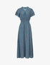 Robe imprimé petites fleurs à double manches - Bleu canard - 1