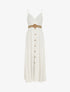 Robe longue unie à bretelles et boutons - Blanc - 1
